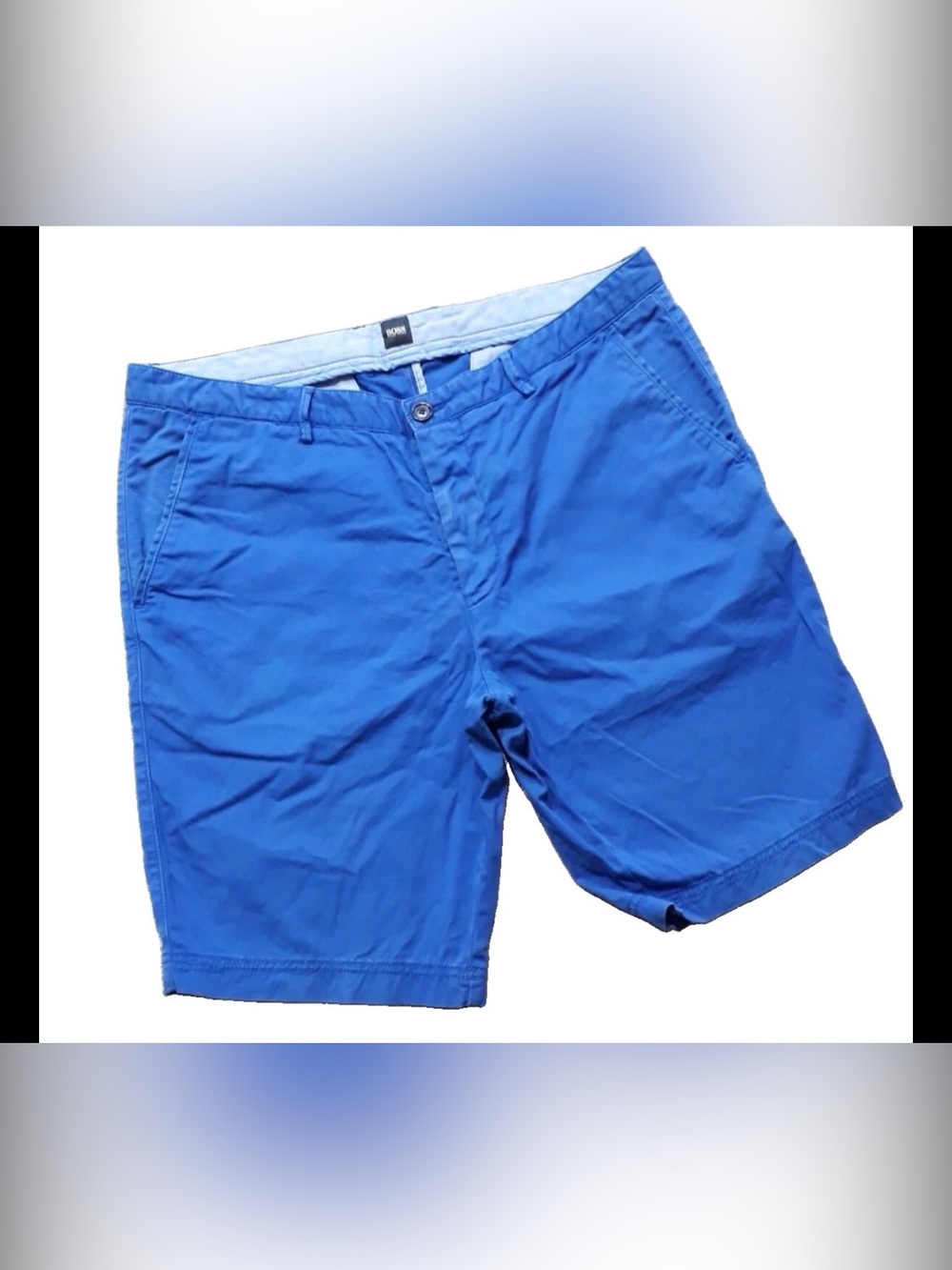 Hogo Boss Shorts Men Stretch Sz US 34R Blue Chino Preppy Loungewear 9” Inseam